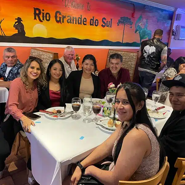 People at dinner table in Hispanic restaurant