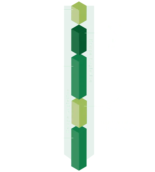 Chart showing Kamps' vertically integrated operations starting with sawmills and ending with pallet recycling